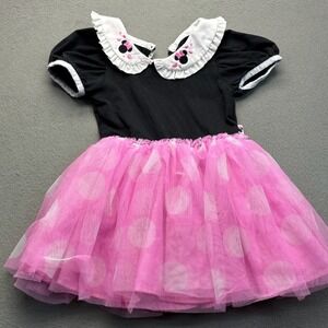 Disney Junior Minnie Mouse Girls 2T Black Pink Polka Dot Tutu Dress princess